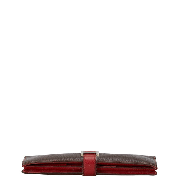 エルメス ベアン スフレ 長財布 ショコラ ルージュガランス ヴォーエプソン レディース HERMES 【中古】