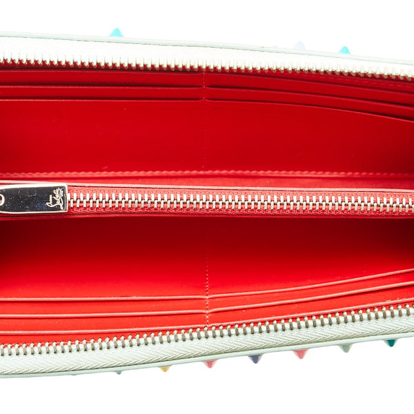 クリスチャンルブタン パネトーネ スタッズ ラウンドファスナー 長財布 ライトブルー マルチカラー レザー レディース Christian Louboutin 【中古】