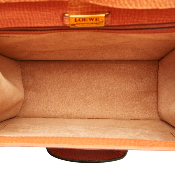 ロエベ ロゴ バルセロナ ハンドバッグ ショルダーバッグ 2WAY オレンジ レザー レディース LOEWE 【中古】