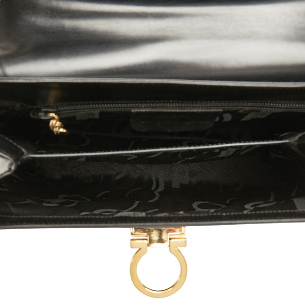 サルヴァトーレフェラガモ ガンチーニ ハンドバッグ ショルダーバッグ 2WAY AF-21 8657 ブラック レザー レディース Salvatore Ferragamo 【中古】