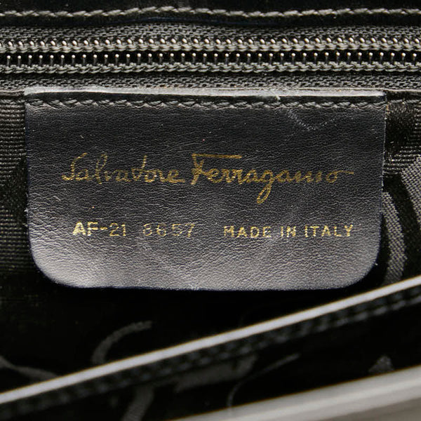 サルヴァトーレフェラガモ ガンチーニ ハンドバッグ ショルダーバッグ 2WAY AF-21 8657 ブラック レザー レディース Salvatore Ferragamo 【中古】