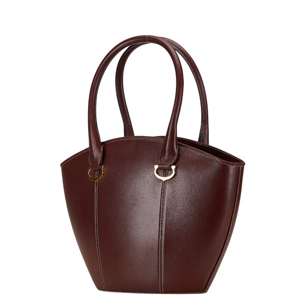 カルティエ マストライン ハンドバッグ ボルドー ワインレッド レザー レディース CARTIER 【中古】