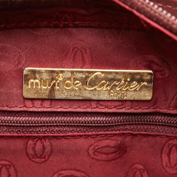 カルティエ マストライン ハンドバッグ ボルドー ワインレッド レザー レディース CARTIER 【中古】