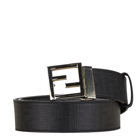 フェンディ ズッカ ロゴバックル ベルト ブラック レザー レディース FENDI 【中古】