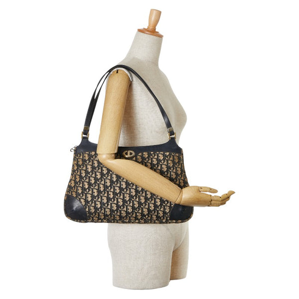 ディオール トロッター ハンドバッグ ベージュ ブラック キャンバス レザー レディース Dior 【中古】
