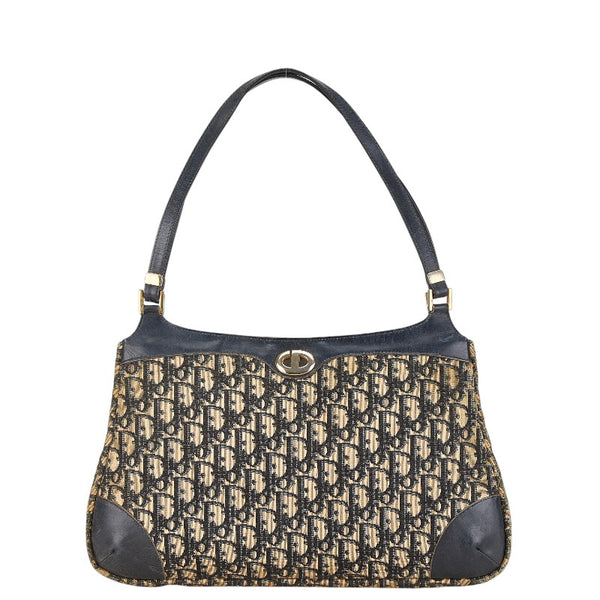 ディオール トロッター ハンドバッグ ベージュ ブラック キャンバス レザー レディース Dior 【中古】