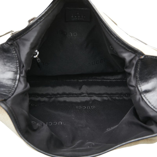 グッチ ジャッキー チェーン ショルダーバッグ 001 4015 203419 アイボリー ブラック キャンバス レザー レディース GUCCI 【中古】