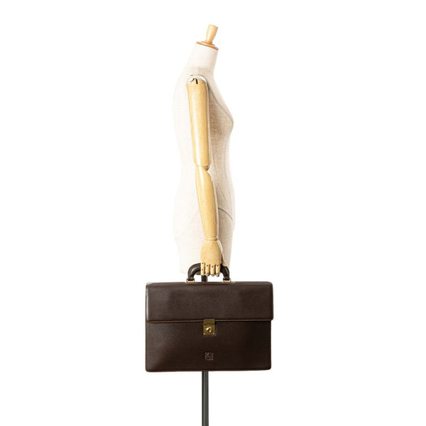 ロエベ アナグラム ブリーフケース ビジネスバッグ ブラウン レザー メンズ LOEWE 【中古】