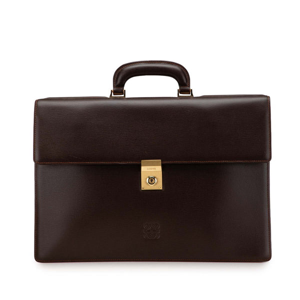 ロエベ アナグラム ブリーフケース ビジネスバッグ ブラウン レザー メンズ LOEWE 【中古】