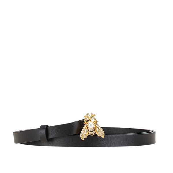 ディオール ビー ベルト ブラック レザー フェイクパール レディース Dior 【中古】
