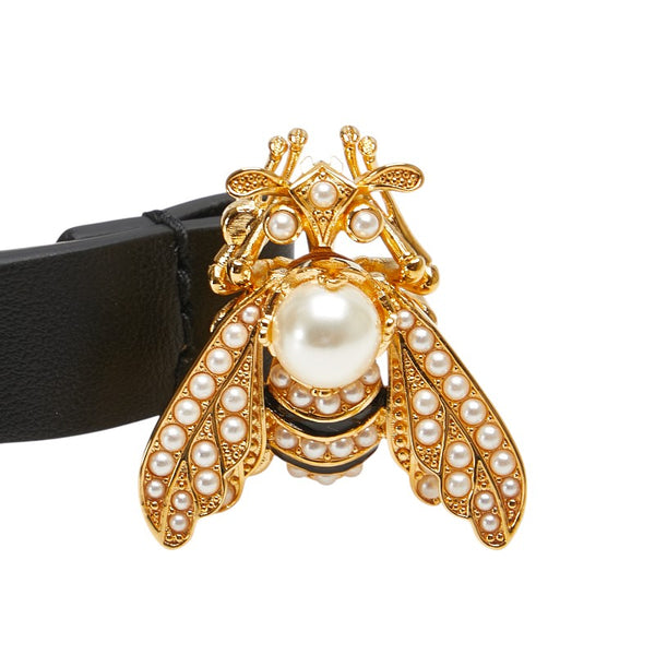 ディオール ビー ベルト ブラック レザー フェイクパール レディース Dior 【中古】