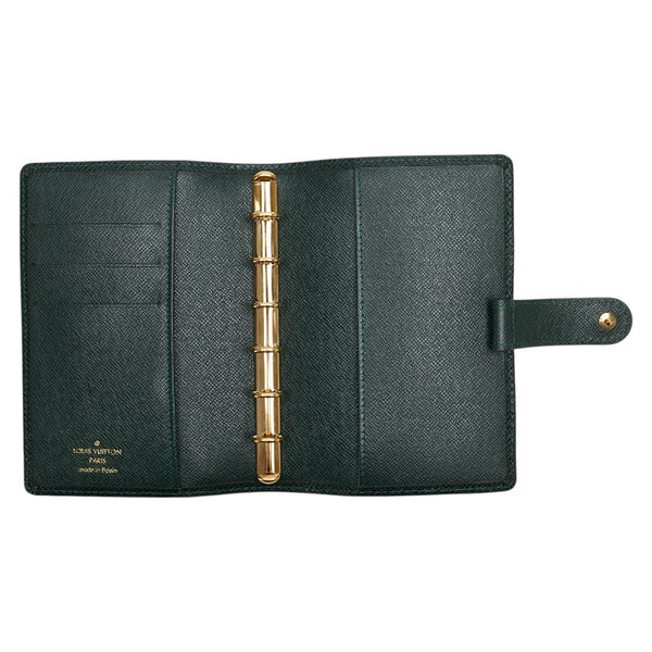 ルイ ヴィトン タイガ アジェンダPM 手帳カバー R20424 エセピア グリーン レザー レディース LOUIS VUITTON 【中古】