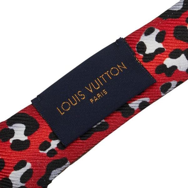 ルイ ヴィトン モノグラム レオパード バンドー 3D スカーフ M76930 ブラウン レッド シルク レディース LOUIS VUITTON 【中古】