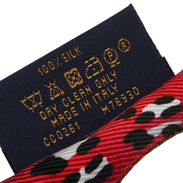 ルイ ヴィトン モノグラム レオパード バンドー 3D スカーフ M76930 ブラウン レッド シルク レディース LOUIS VUITTON 【中古】