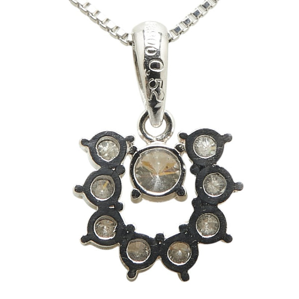 ノーブランド Pt900 プラチナ Pt850 プラチナ ダイヤ0.52ct ラウンド サークル ベネチアン チェーン ネックレス レディース no brand 【中古】