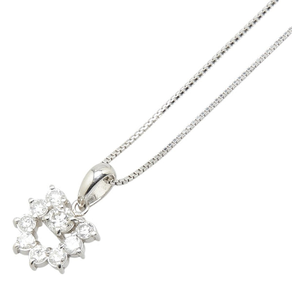ノーブランド Pt900 プラチナ Pt850 プラチナ ダイヤ0.52ct ラウンド サークル ベネチアン チェーン ネックレス レディース no brand 【中古】