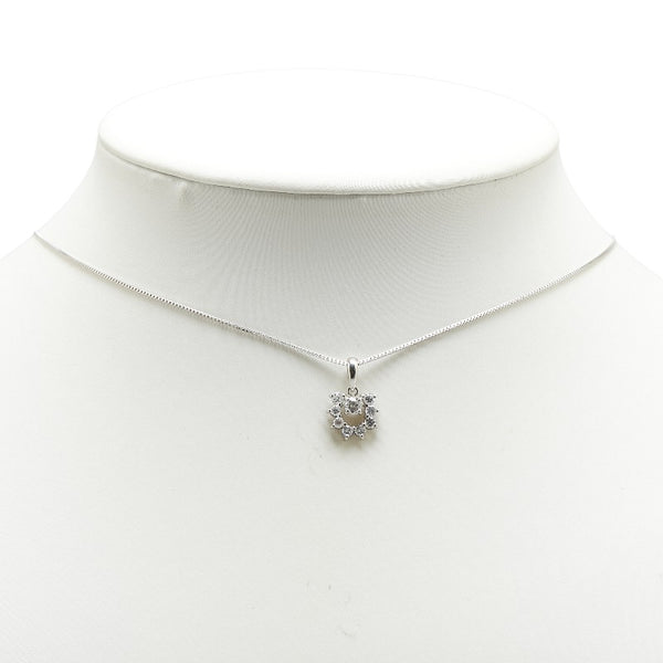 ノーブランド Pt900 プラチナ Pt850 プラチナ ダイヤ0.52ct ラウンド サークル ベネチアン チェーン ネックレス レディース no brand 【中古】