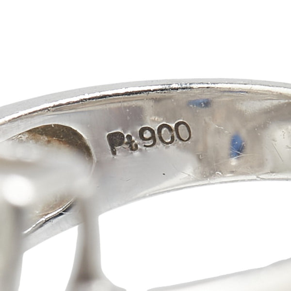ノーブランド Pt900 プラチナ サファイア0.81ct ダイヤ0.40ct リーフ リング 指輪 レディース no brand 11号 【中古】