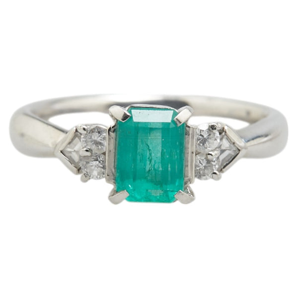 ノーブランド Pt900 プラチナ エメラルド0.76ct ダイヤ0.16ct リング 指輪 レディース no brand 11号 【中古】