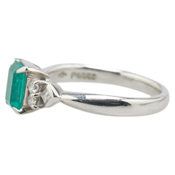 ノーブランド Pt900 プラチナ エメラルド0.76ct ダイヤ0.16ct リング 指輪 レディース no brand 11号 【中古】