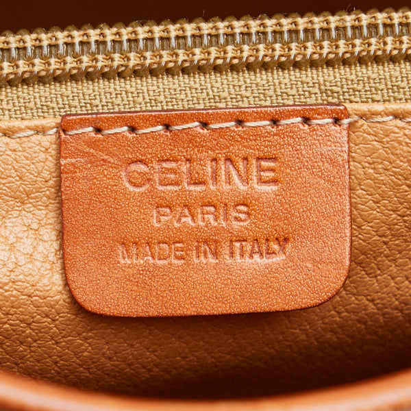 セリーヌ マカダム トートバッグ ハンドバッグ ブラウン PVC レザー レディース CELINE 【中古】