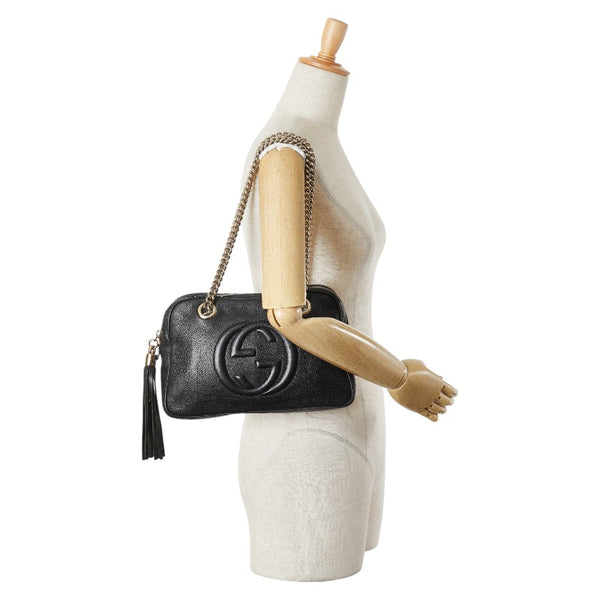 グッチ ソーホー チェーン ショルダーバッグ 308983 ブラック レザー レディース GUCCI 【中古】