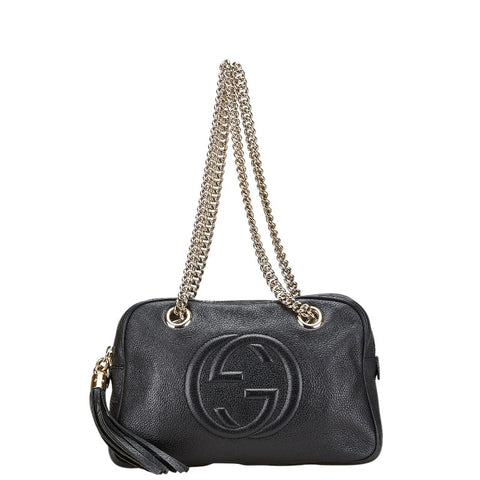 グッチ ソーホー チェーン ショルダーバッグ 308983 ブラック レザー レディース GUCCI 【中古】
