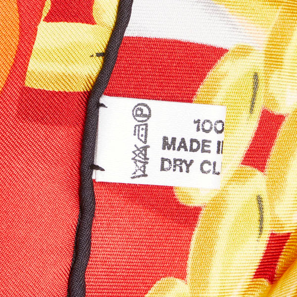 カルティエ トリニティリング パンテールブレス スカーフ レッド イエロー マルチカラー シルク レディース CARTIER 【中古】