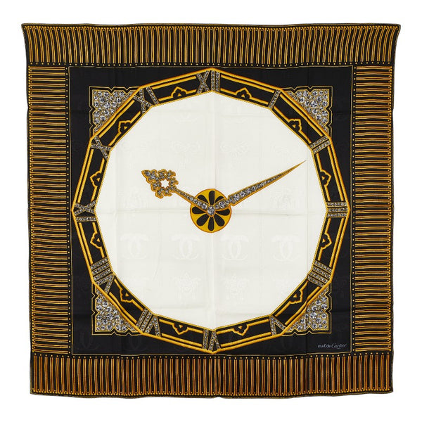 カルティエ 時計 スカーフ ブラック イエロー ホワイト シルク レディース CARTIER 【中古】