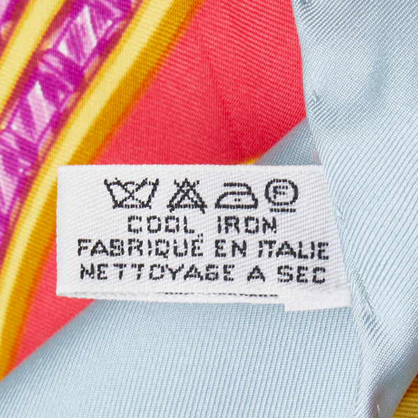 カルティエ ロゴ スカーフ レッド グリーン イエロー シルク レディース CARTIER 【中古】