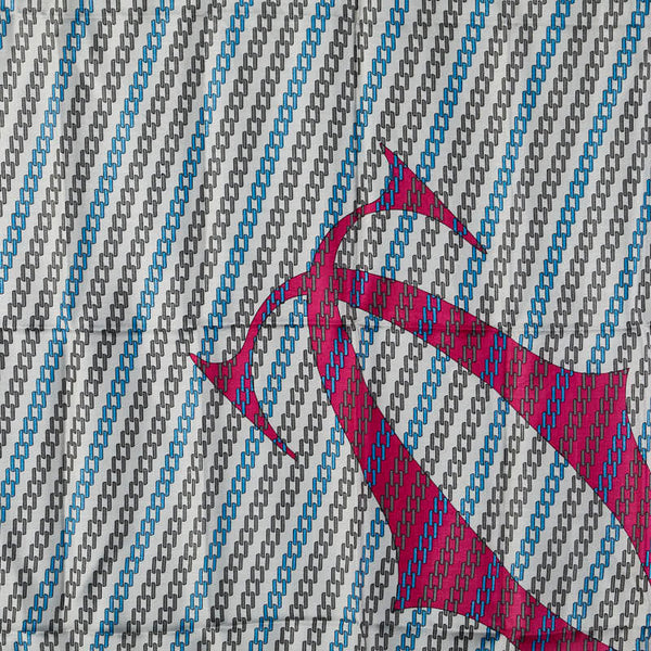 カルティエ ロゴ スカーフ ホワイト ネイビー ピンク シルク レディース CARTIER 【中古】