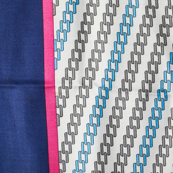 カルティエ ロゴ スカーフ ホワイト ネイビー ピンク シルク レディース CARTIER 【中古】