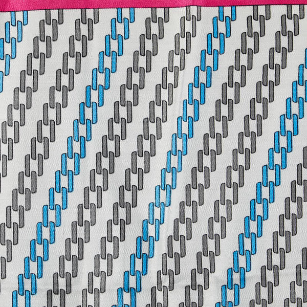 カルティエ ロゴ スカーフ ホワイト ネイビー ピンク シルク レディース CARTIER 【中古】