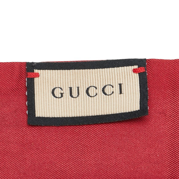 グッチ GGフローラプリント ネックボウ スカーフ 609317 グレージュ マルチカラー シルク レディース GUCCI 【中古】