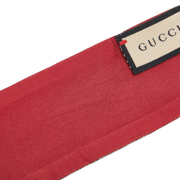 グッチ GGフローラプリント ネックボウ スカーフ 609317 グレージュ マルチカラー シルク レディース GUCCI 【中古】