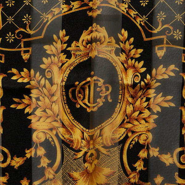 クリスチャンディオール ストール スカーフ ブラック ゴールド シルク レディース Christian Dior 【中古】