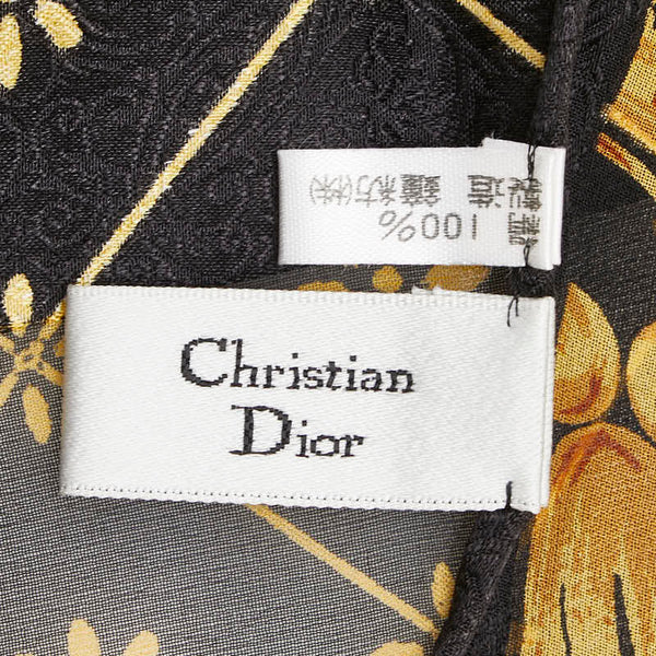 クリスチャンディオール ストール スカーフ ブラック ゴールド シルク レディース Christian Dior 【中古】