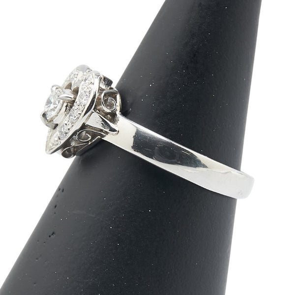 ノーブランド Pt900 プラチナ ダイヤモンド0.13ct ハート モチーフ リング 指輪 レディース no brand 13.5号 【中古】