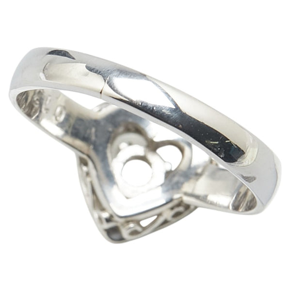 ノーブランド Pt900 プラチナ ダイヤモンド0.13ct ハート モチーフ リング 指輪 レディース no brand 13.5号 【中古】