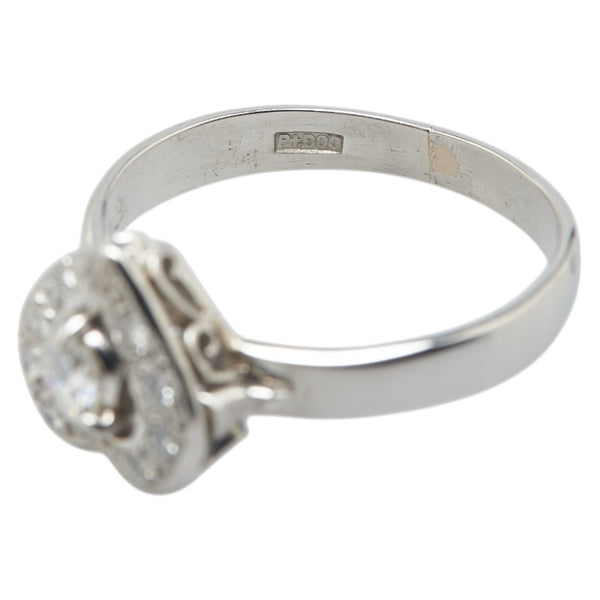 ノーブランド Pt900 プラチナ ダイヤモンド0.13ct ハート モチーフ リング 指輪 レディース no brand 13.5号 【中古】