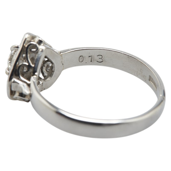 ノーブランド Pt900 プラチナ ダイヤモンド0.13ct ハート モチーフ リング 指輪 レディース no brand 13.5号 【中古】
