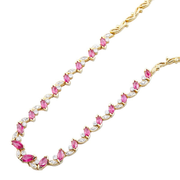 ノーブランド K18YG イエローゴールド ルビー1.95ct ダイヤモンド0.23ct ネックレス レディース no brand 【中古】