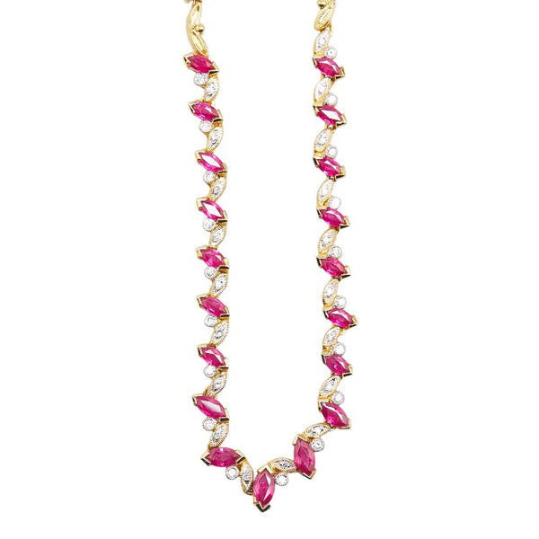 ノーブランド K18YG イエローゴールド ルビー1.95ct ダイヤモンド0.23ct ネックレス レディース no brand 【中古】