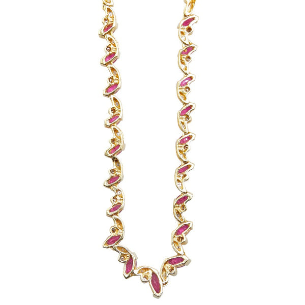 ノーブランド K18YG イエローゴールド ルビー1.95ct ダイヤモンド0.23ct ネックレス レディース no brand 【中古】