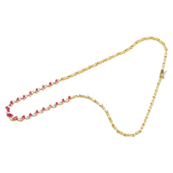 ノーブランド K18YG イエローゴールド ルビー1.95ct ダイヤモンド0.23ct ネックレス レディース no brand 【中古】