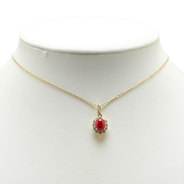 ノーブランド K18YG イエローゴールド 珊瑚 ダイヤモンド0.48ct ペンダントネックレス レディース no brand 【中古】