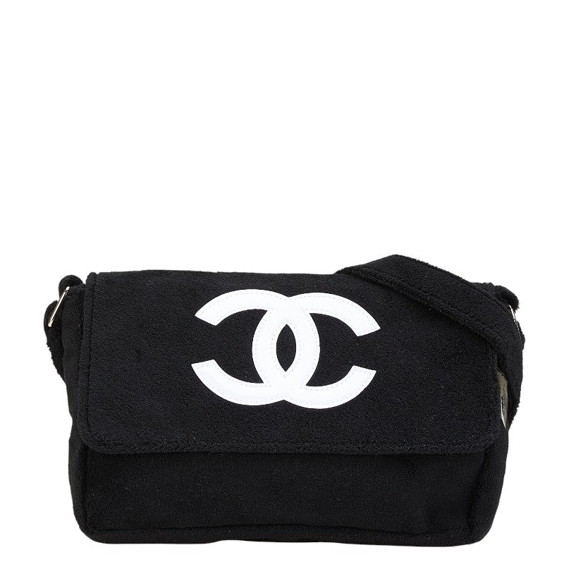 シャネル ノベルティ ココマーク 斜め掛け ショルダーバッグ ブラック ホワイト パイル レディース CHANEL 【中古】