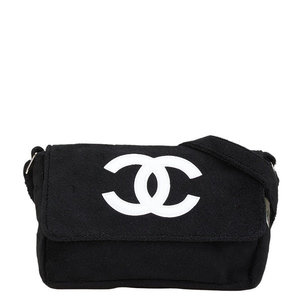 シャネル ノベルティ ココマーク 斜め掛け ショルダーバッグ ブラック ホワイト パイル レディース CHANEL 【中古】