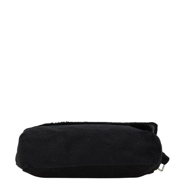 シャネル ノベルティ ココマーク 斜め掛け ショルダーバッグ ブラック ホワイト パイル レディース CHANEL 【中古】