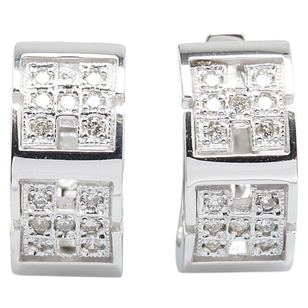 ノーブランド K18WG ホワイトゴールド ダイヤモンド0.28ct フープピアス レディース no brand 【中古】